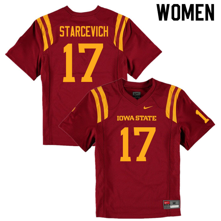 Iowa State Cyclones Women's #17 Shane Starcevich Nike NCAA Authentic Cardinal College Stitched Football Jersey IN42T14WU